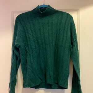 JCrew Emerald Green Cashmere Cable Knit Turtleneck Sweater